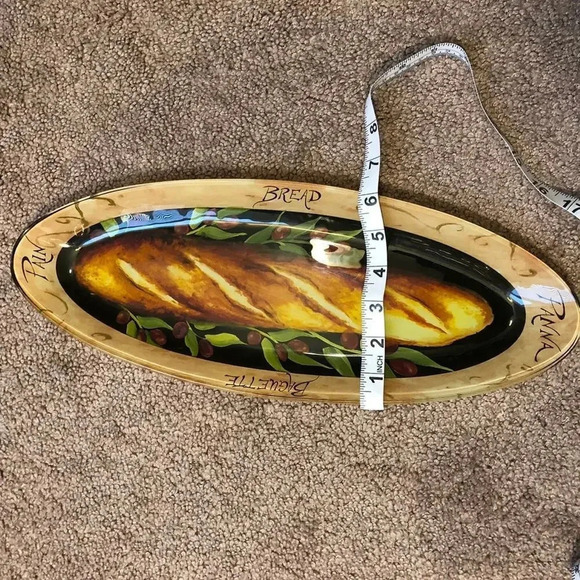 Vintage Unique Cottagecore Glass Barguette Bread Tray 16" Long Signed - Picture 3 of 7